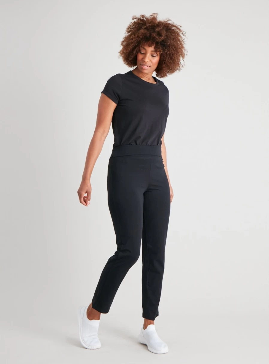 TU Women's Black Waterproof Roll Top Jogger Pants - Stylish High-Rise Athletic 12" Joggers for Running & Casual Wear