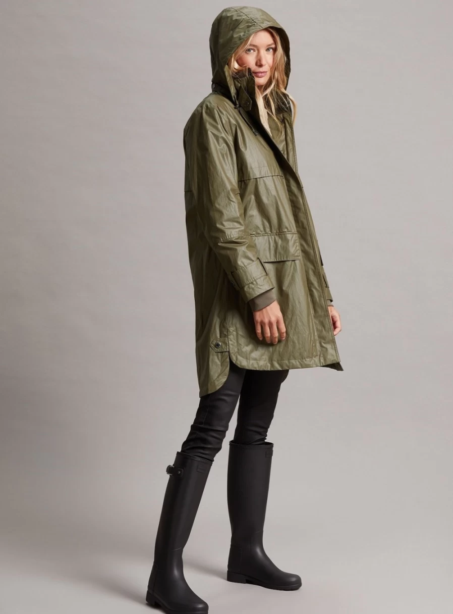 "Four Seasons Women's Mid-Length Coated Cotton Jacket – All-Weather Comfort"