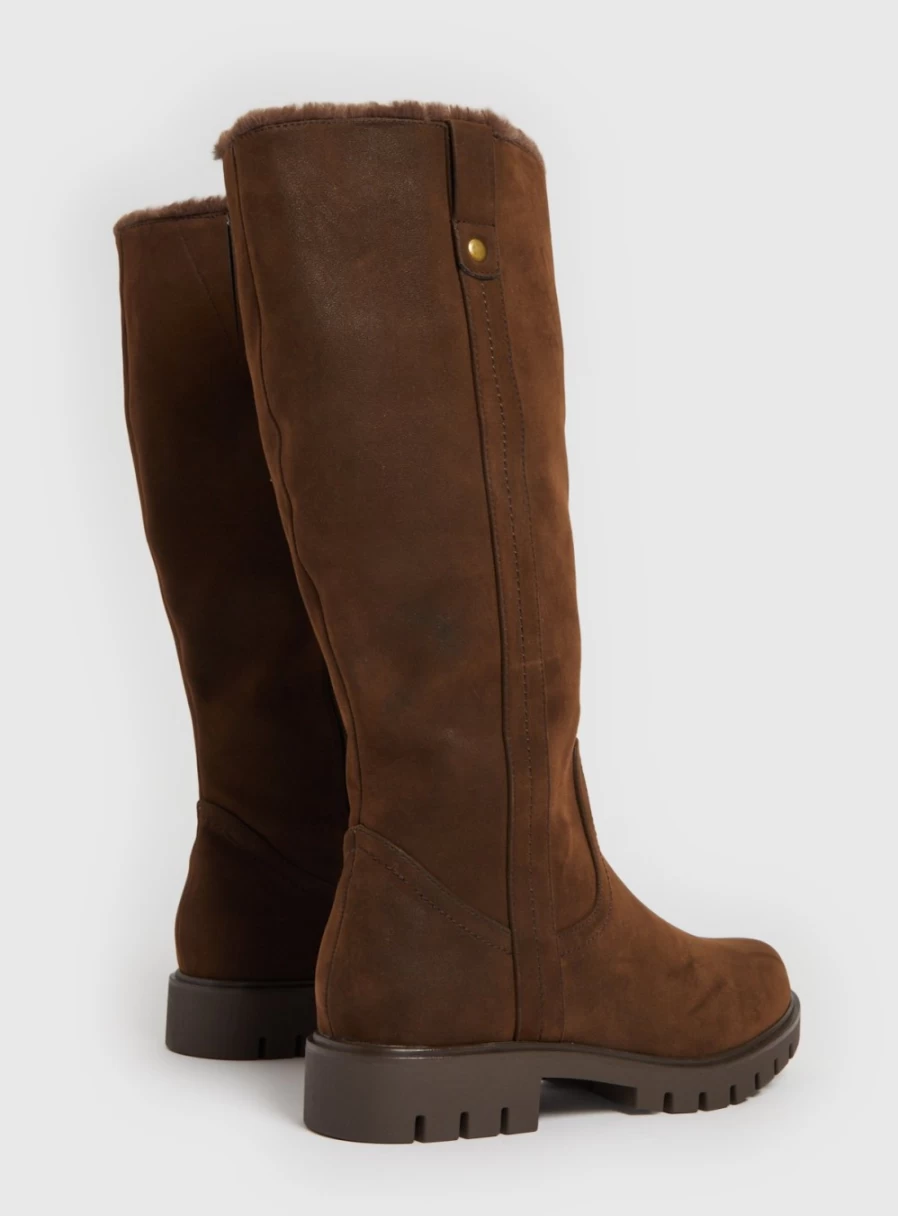 Tu Women's Brown Long Faux Fur Lined Boots Size 7 Winter Warm Comfortable Ankle Booties