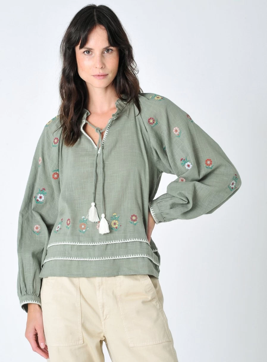 Burgs Women's Hersham Embroidered Balloon Sleeve Blouse Size 18