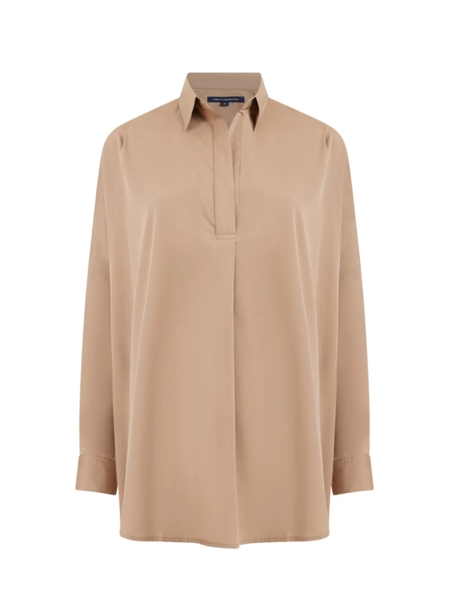 French Connection Women's Rhodes Recycled Crepe Popover Shirt - XL Size, Sustainable Fashion