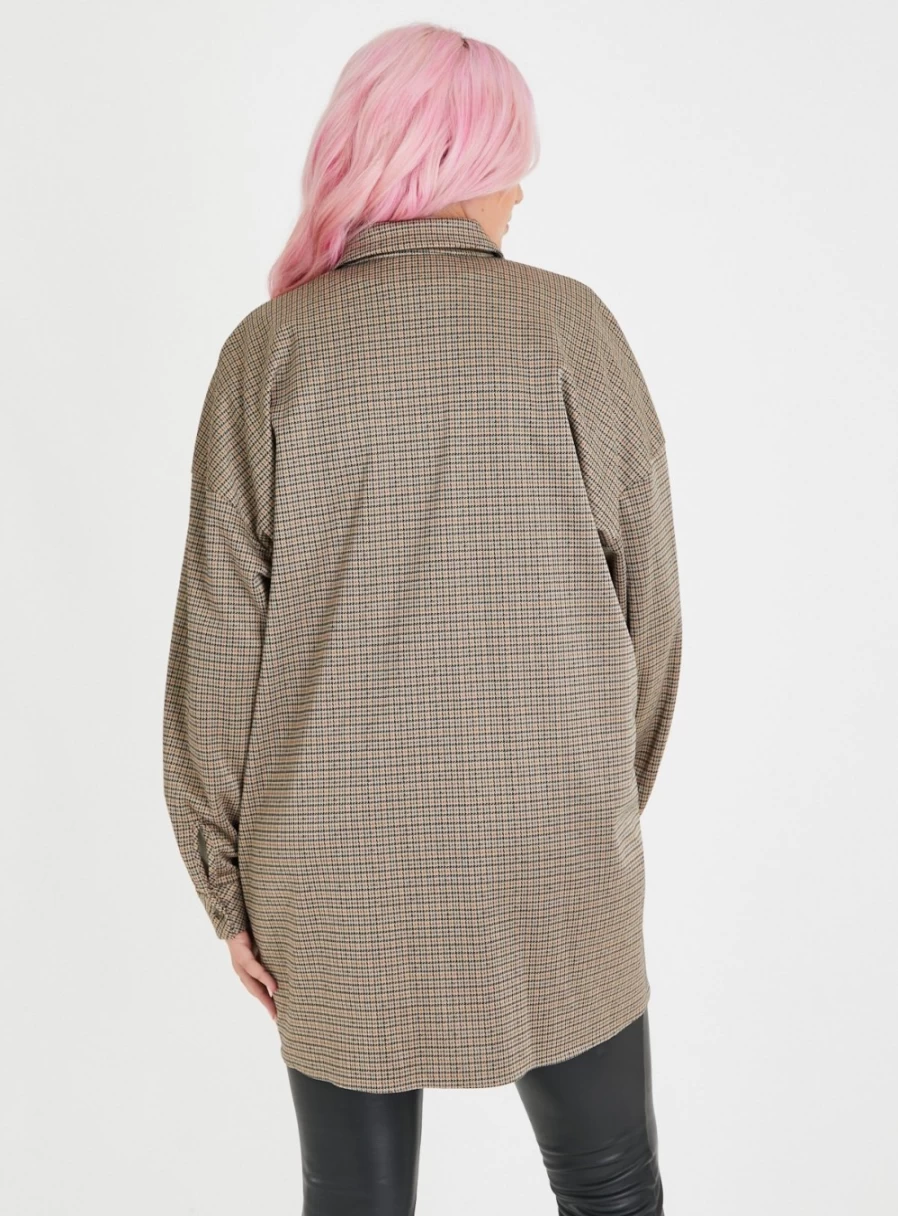 Tu Women's Houndstooth Pattern Overshirt - Classic 20 Style Casual Jacket