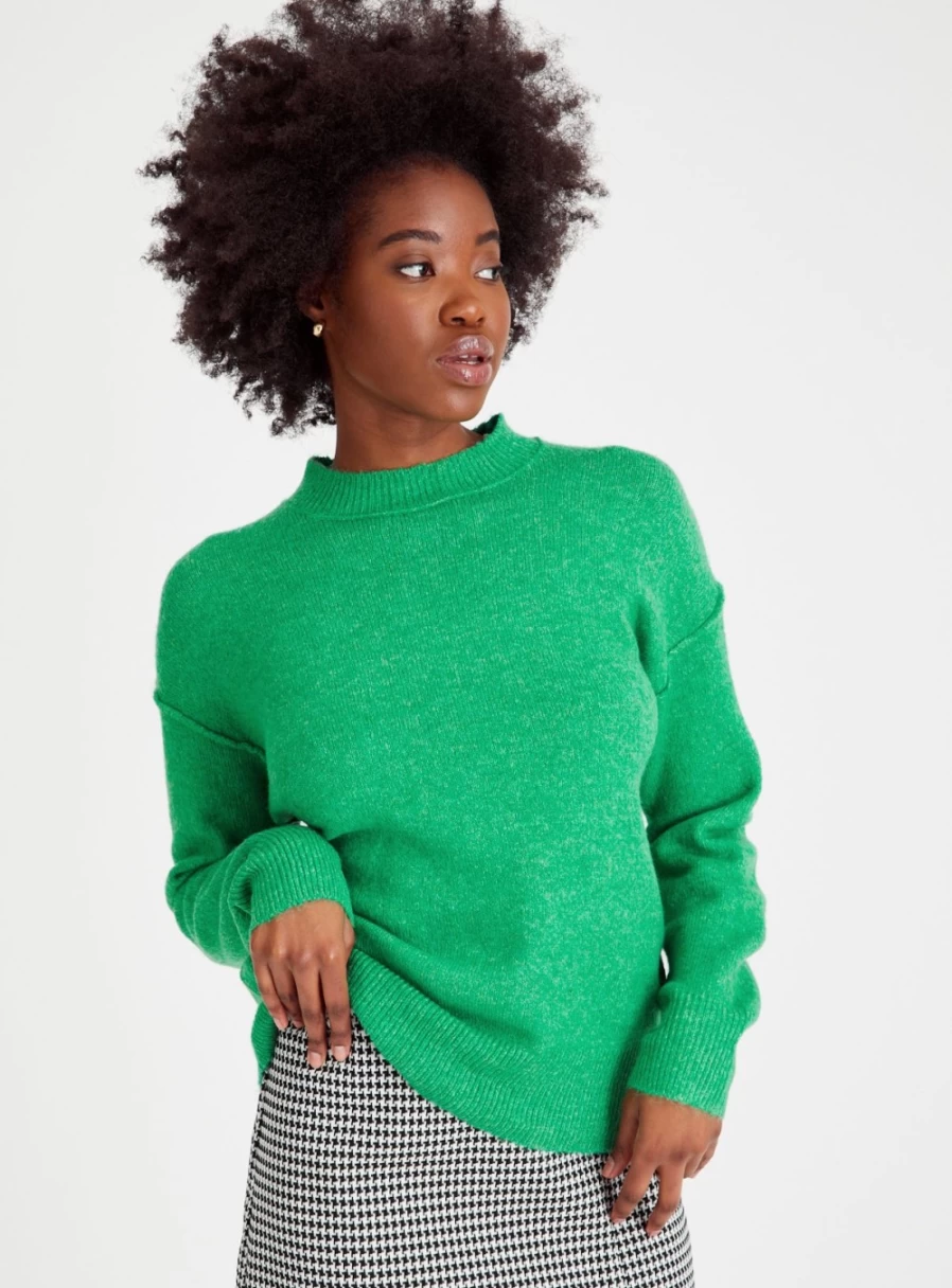 Tu Women's Green Crew Neck Jumper 2022 - Soft Knit Sweater Casual Pullover