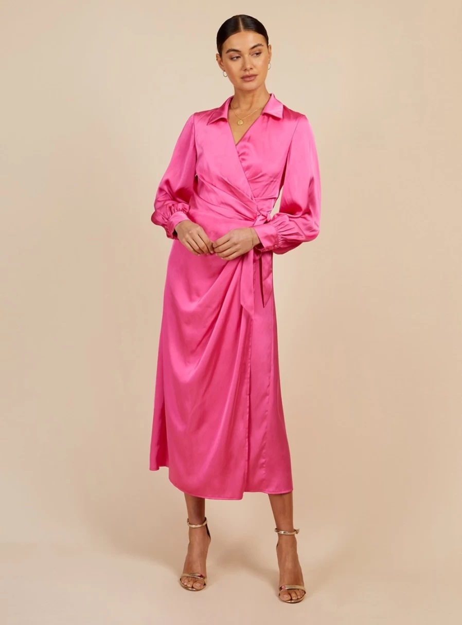 Vogue Williams Women's Pink Satin Midaxi Dress Size 12 | Elegant Party Gown