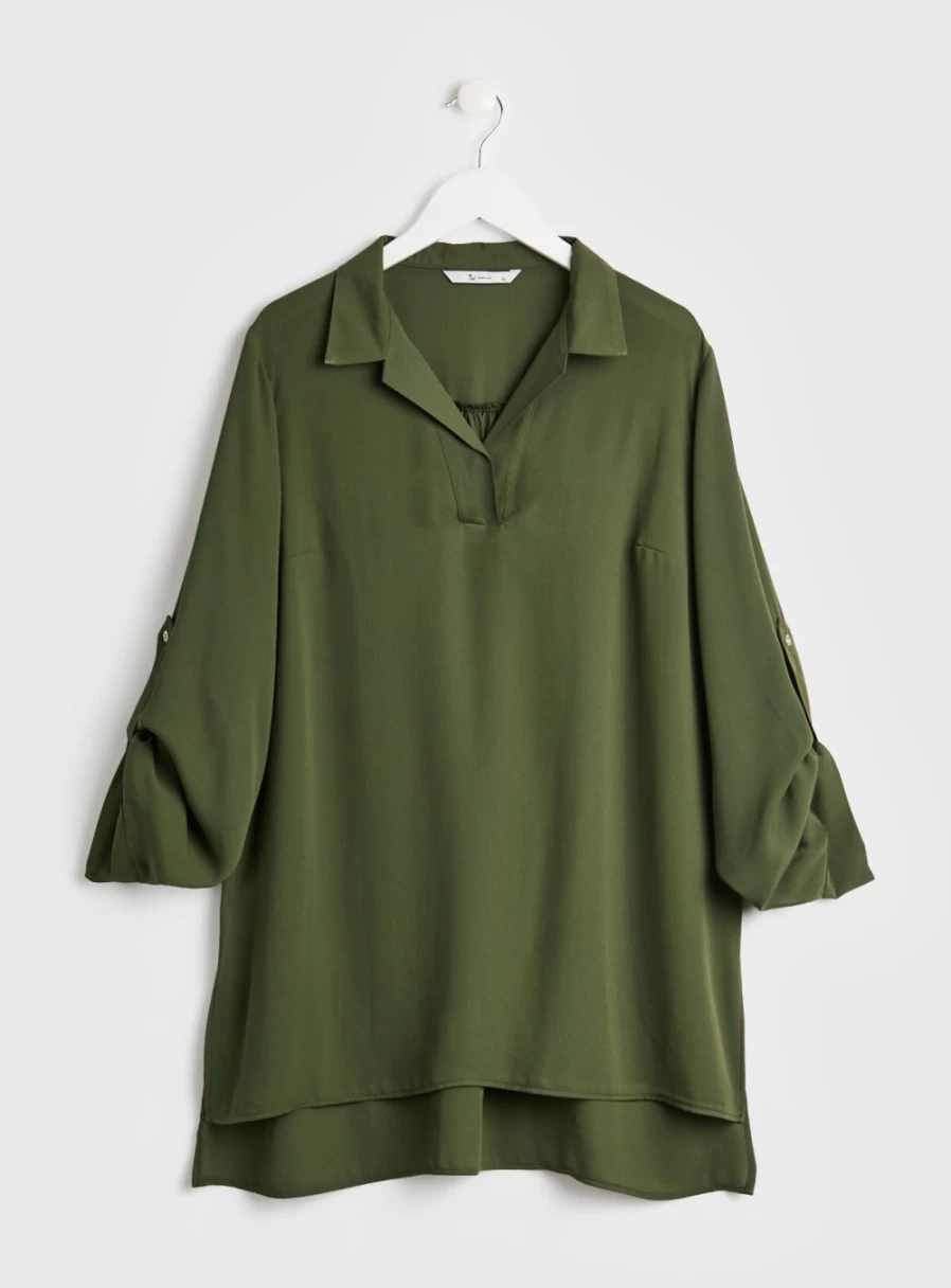 "Tu Women's Khaki Pop Over Blouse - Stylish Casual Top for Women"