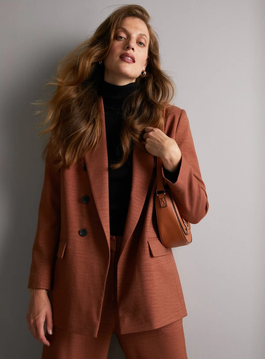 "Tu Women's Rust Double Breasted Coordinated Blazer Jacket Size 18"