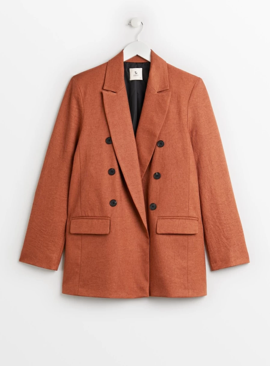 "Tu Women's Rust Double Breasted Coordinated Blazer Jacket Size 18"