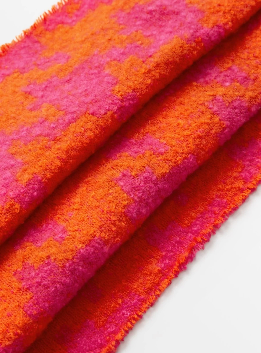 "Tu Women's Orange & Pink Dogtooth Print Scarf - One Size Fashion Accessory"