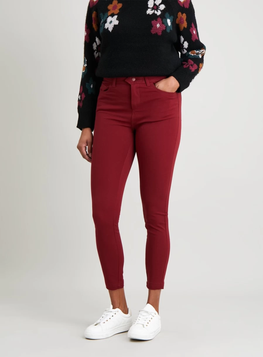 Tu Women's Berry Skinny Treggings - Stretch Comfort Fit, High Waist Yoga Pants, Size 14 Regular