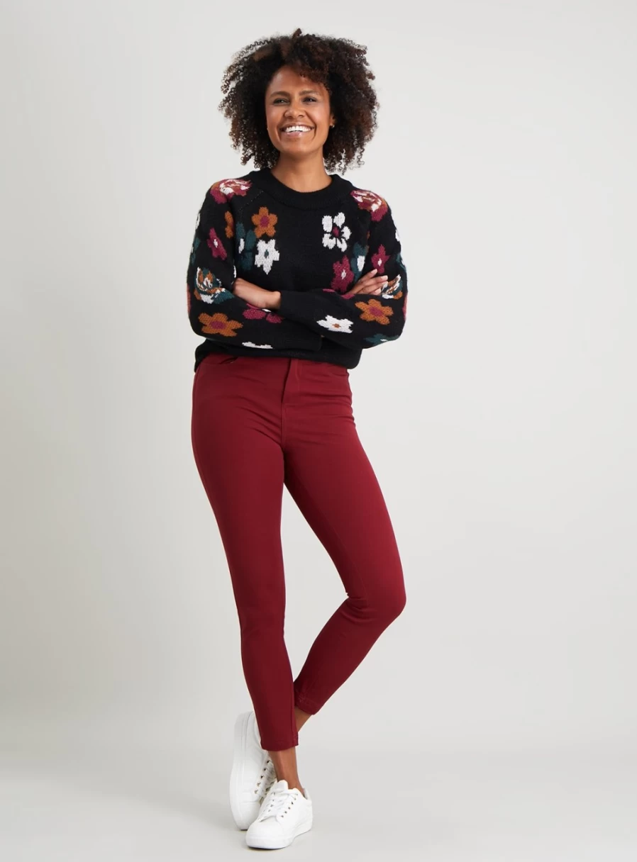 Tu Women's Berry Skinny Treggings - Stretch Comfort Fit, High Waist Yoga Pants, Size 14 Regular