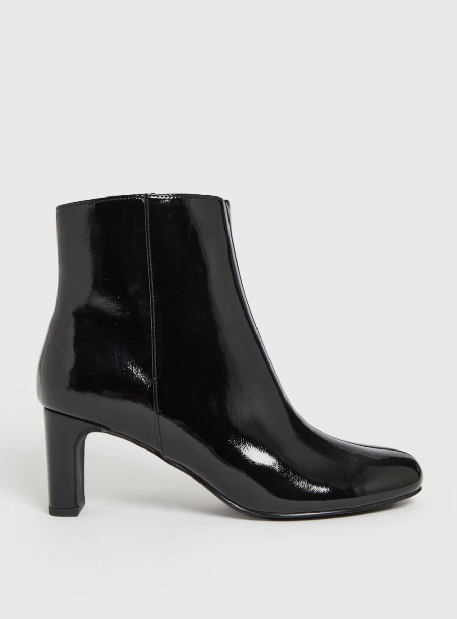Tu Women's Black Patent Leather Heeled Ankle Boots - 6 Inch High Heels
