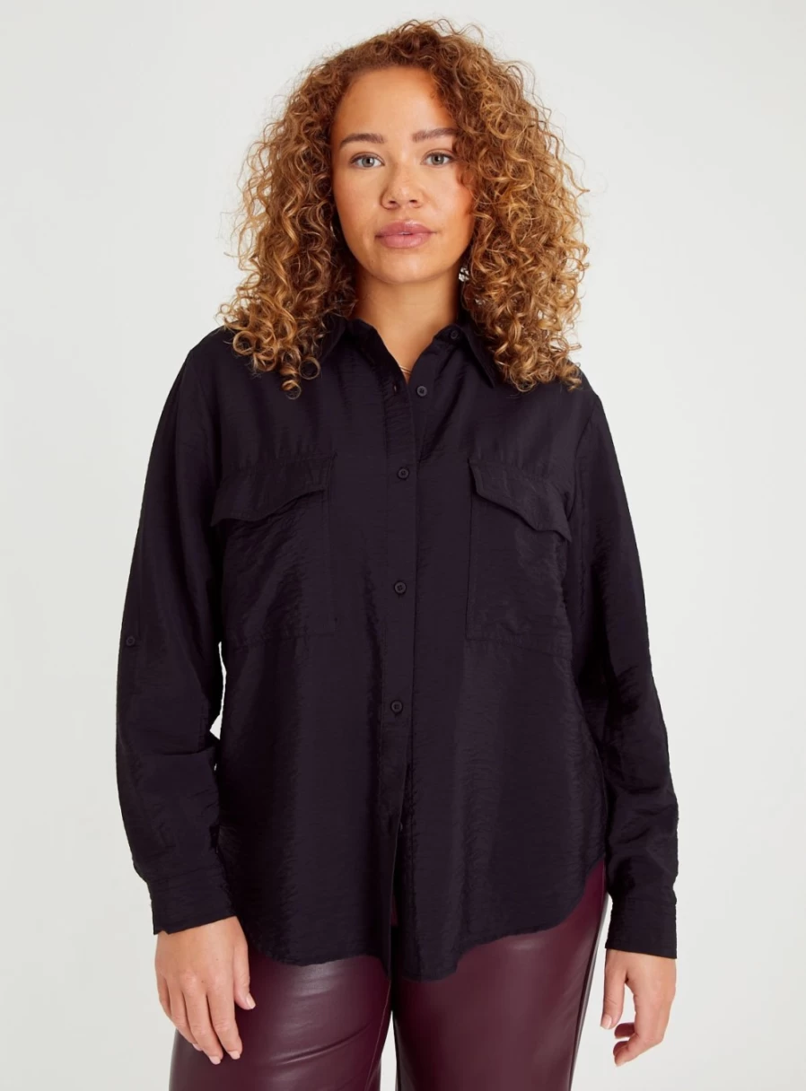 "TU Women's Black Utility Shirt - Stylish & Functional Top for Everyday Wear"