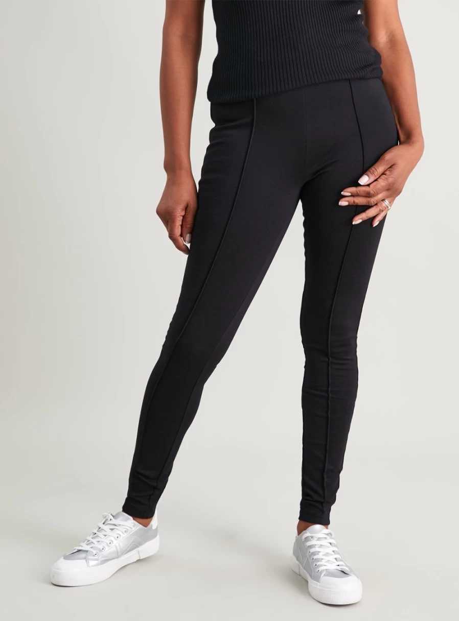 Tu Women's Black Smart Ponte Leggings - High Waist Tummy Control Yoga Pants for Workout & Casual Wear