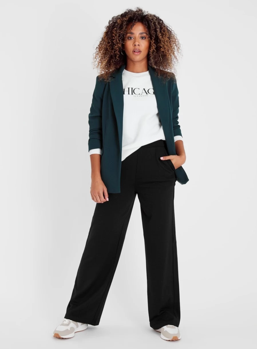 Tu Women's Black Wide Leg Ponte Pants - High Waisted Comfort & Stretch