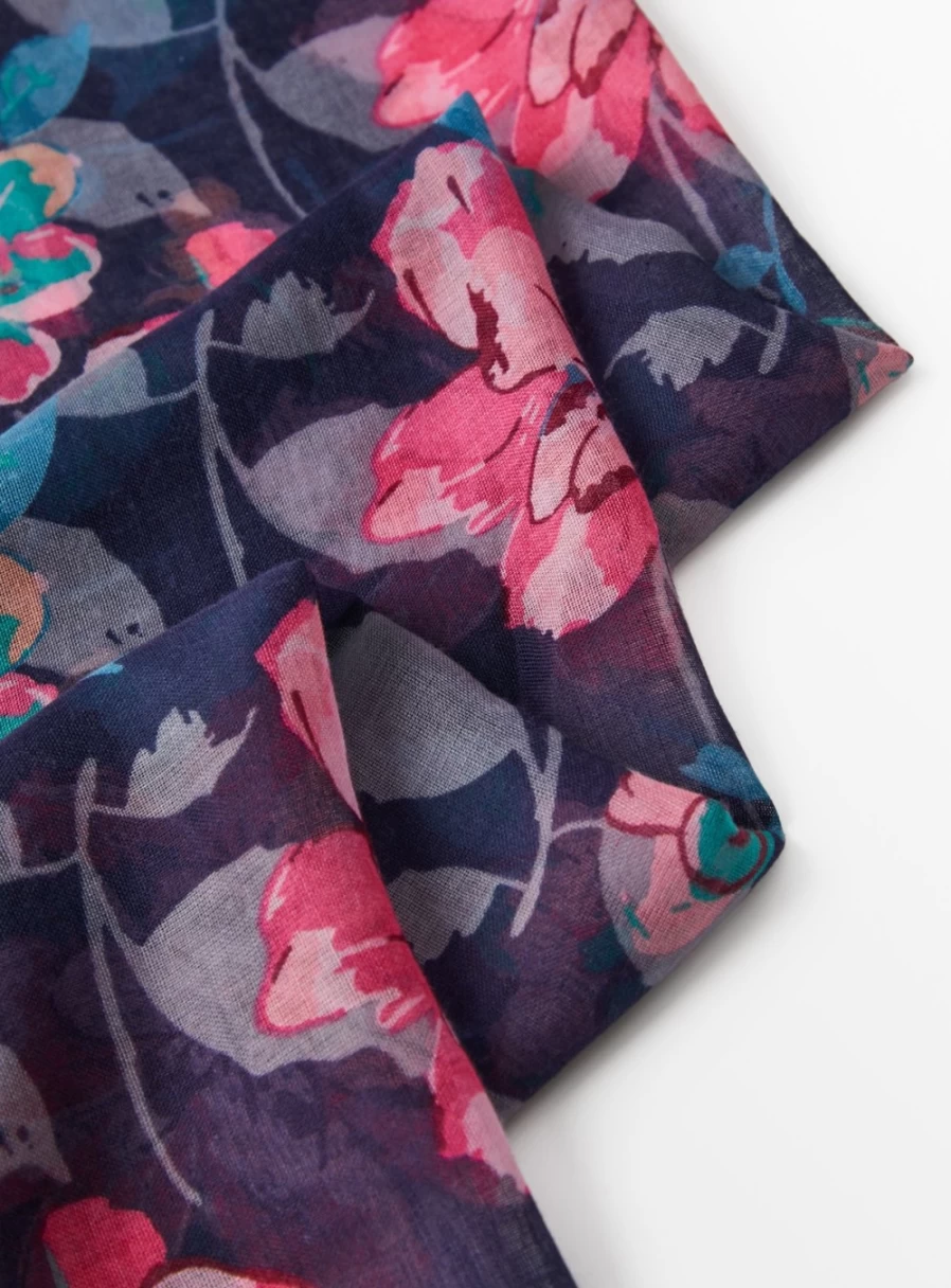 "Tu Women's Navy Blue Floral Print Lightweight Scarf - One Size Fashion Accessory"