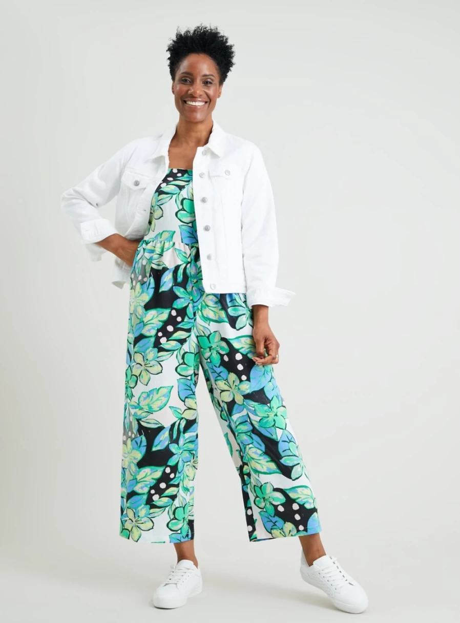 Tu Women's Green Floral Dot Jumpsuit - Stylish Summer Romper for Women