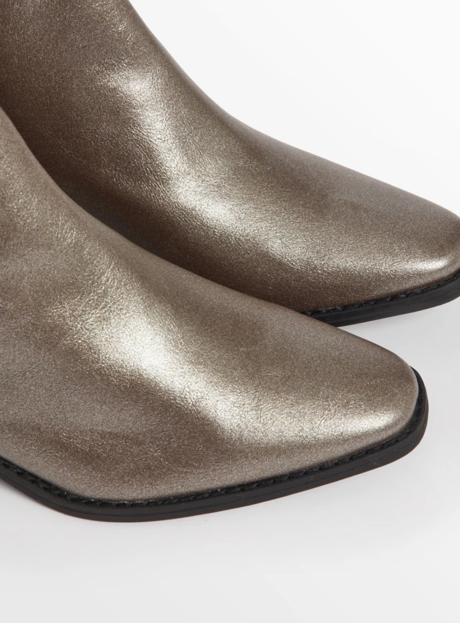 Tu Women's Gunmetal Metallic Western Ankle Boots - Size 7