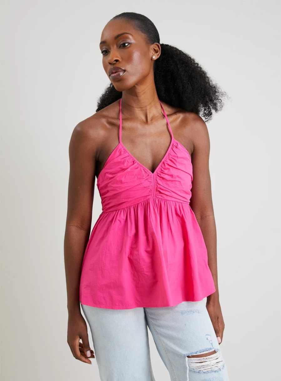 Tu Women's Hot Pink Halter Neck Cami Top - Summer Sleeveless Casual Stretch Fit