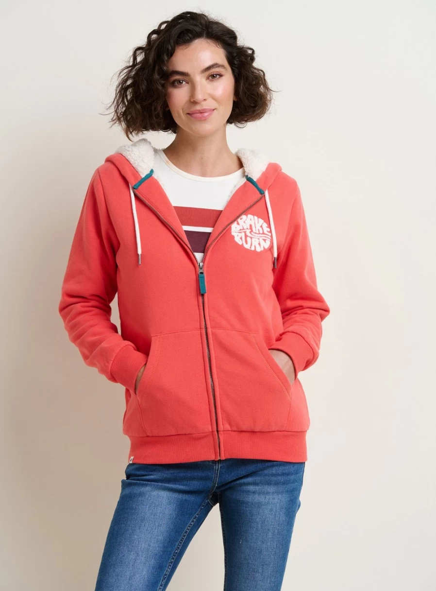 Brakeburn Women's Borg Lined Zip-Through Hoodie - Comfortable Winter Pullover with Stylish Design