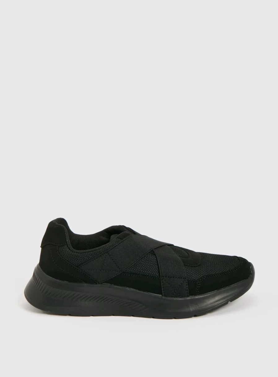 Tu Women's Sole Comfort Black Cross Over Strap Shoes - Breathable Slip-On Orthopedic Cushioned Sneakers