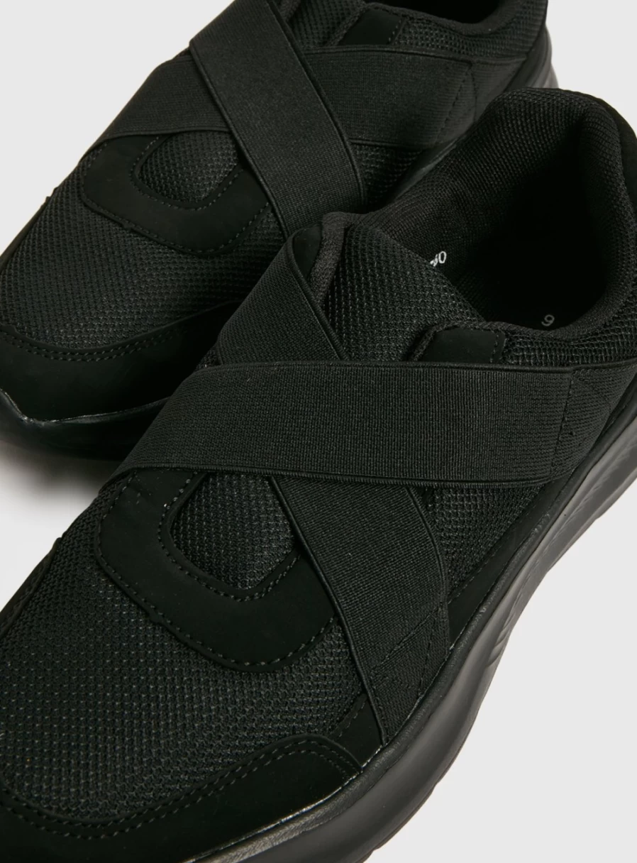 Tu Women's Sole Comfort Black Cross Over Strap Shoes - Breathable Slip-On Orthopedic Cushioned Sneakers