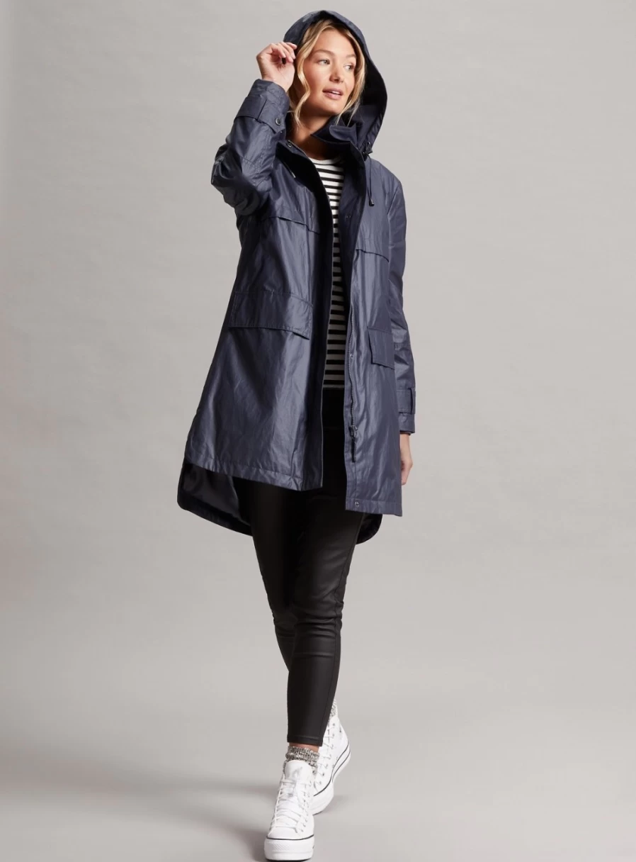 "Four Seasons Women's Mid-Length Coated Cotton Jacket for All Seasons"
