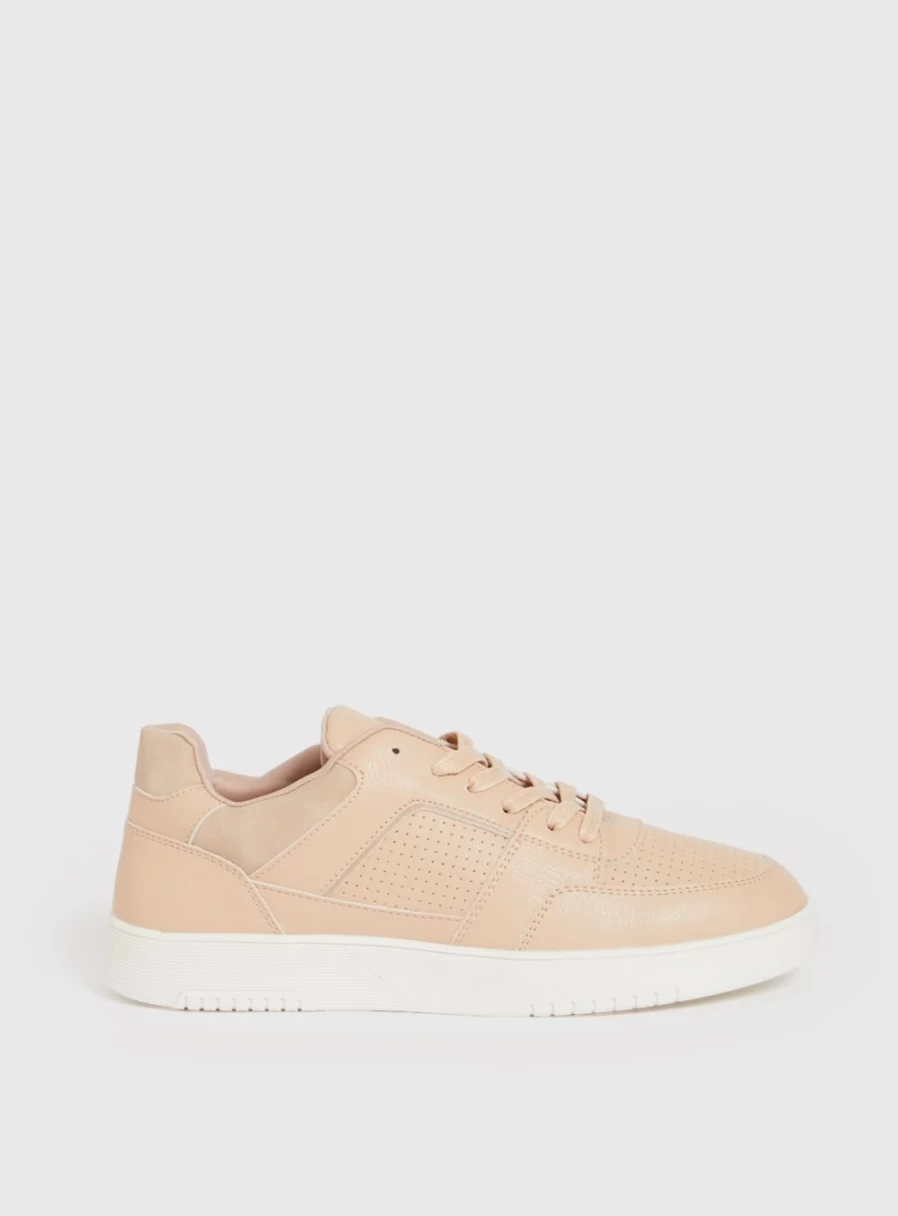 Tu Women's Light Pink Faux Leather Sneakers - Comfortable Trainers for Everyday Wear