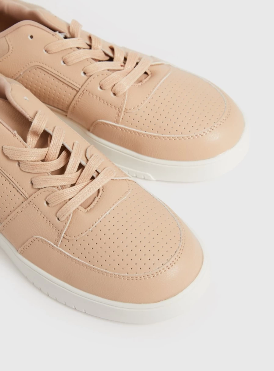 Tu Women's Light Pink Faux Leather Sneakers - Comfortable Trainers for Everyday Wear