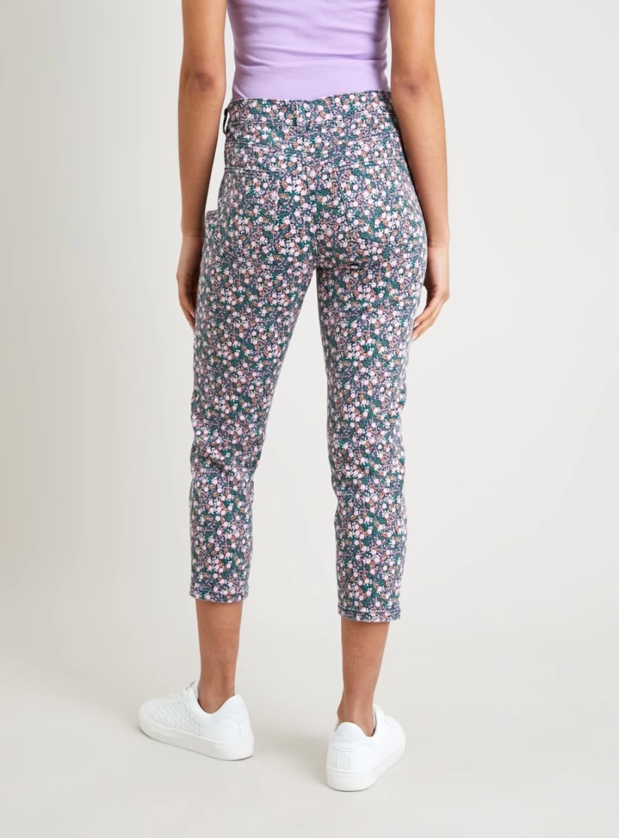 Tu Women's Ditsy Floral Print High Waist Slim Fit Crop Jeans - Size 18 Washed Denim Skinny Ankle Length Pants