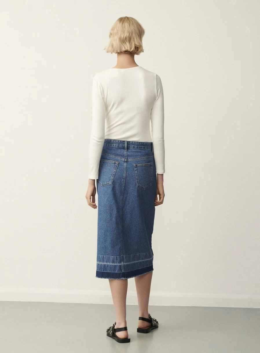 Finery Women's Kara Denim Skirt - Size 14 | Stylish Mid-Length Jean Skirt for Women