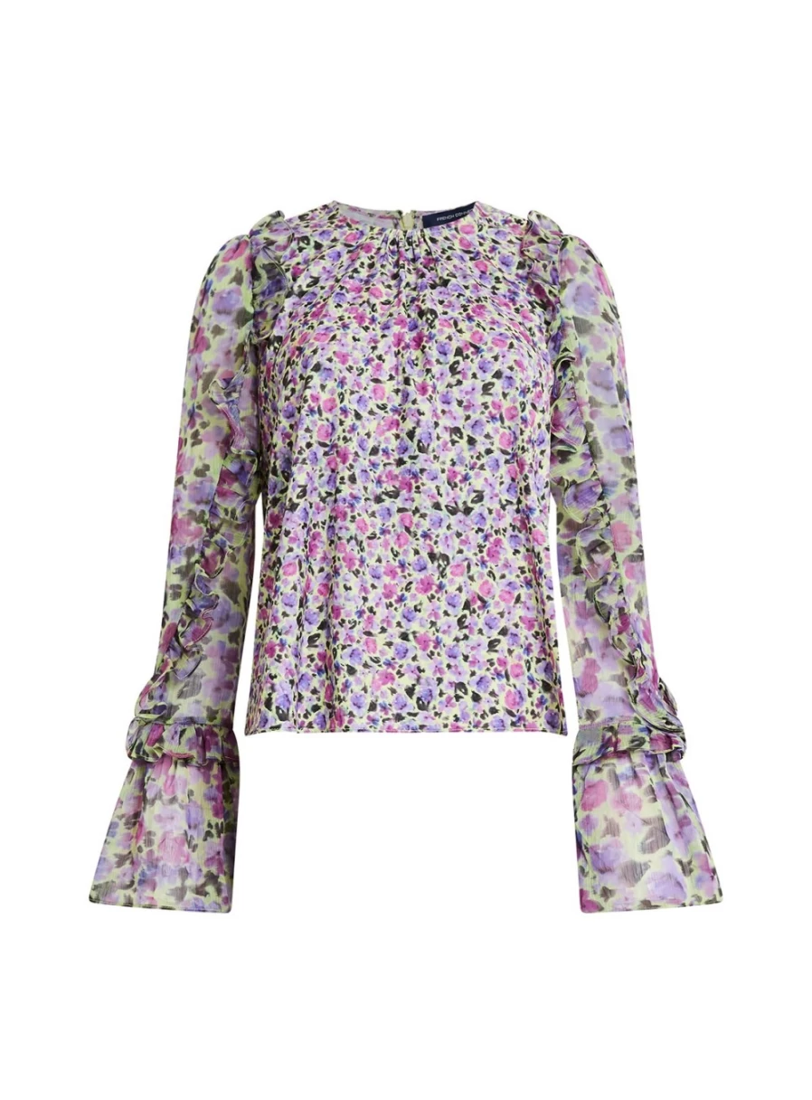 French Connection Women's Alezzia Ely Jacquard Mix Top - Stylish Floral Print Blouse