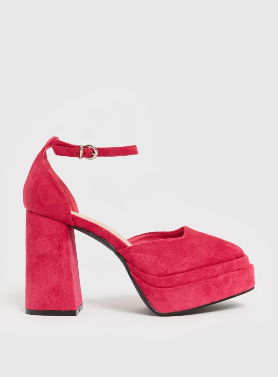 Tu Women's Pink Faux Suede Platform Shoes - 7 Inch Heel Height