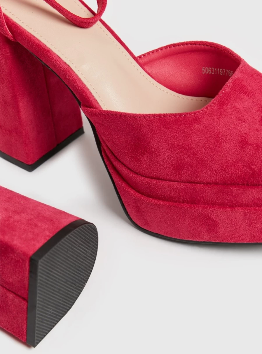 Tu Women's Pink Faux Suede Platform Shoes - 7 Inch Heel Height