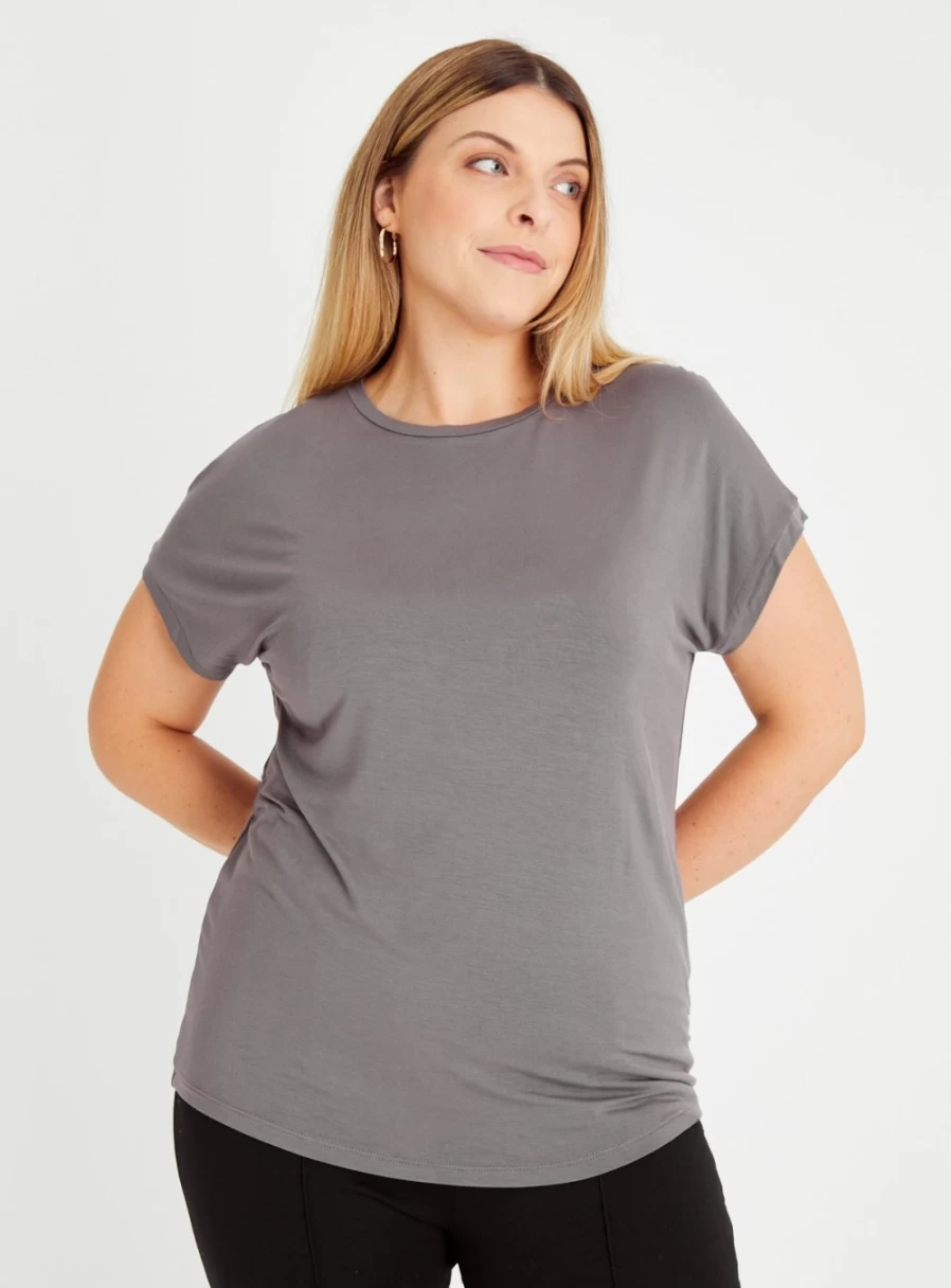 "Tu Women's Charcoal Grey Relaxed Fit Casual Top - Size 16"