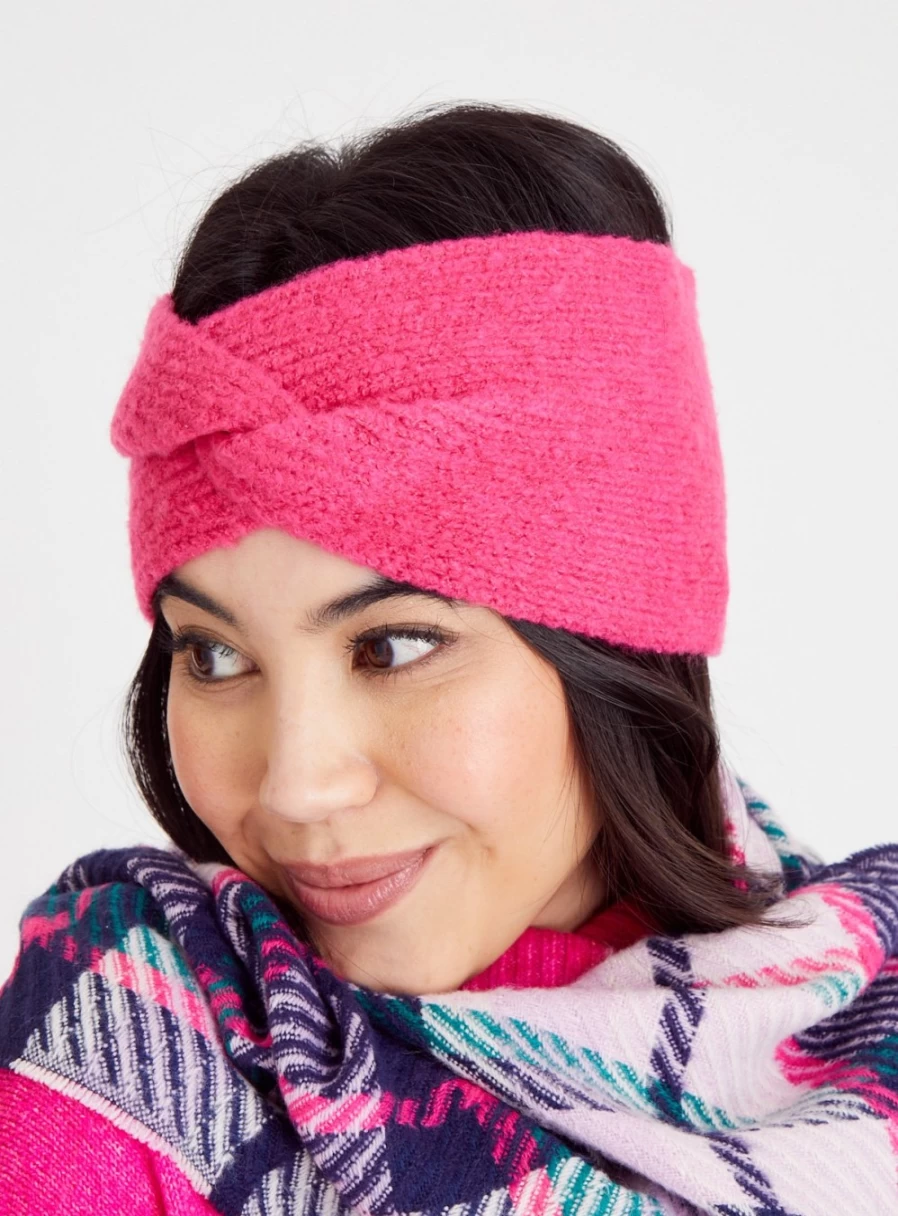 Tu Women's Bright Pink Knitted Twist Headband - One Size Fashion Hair Accessory