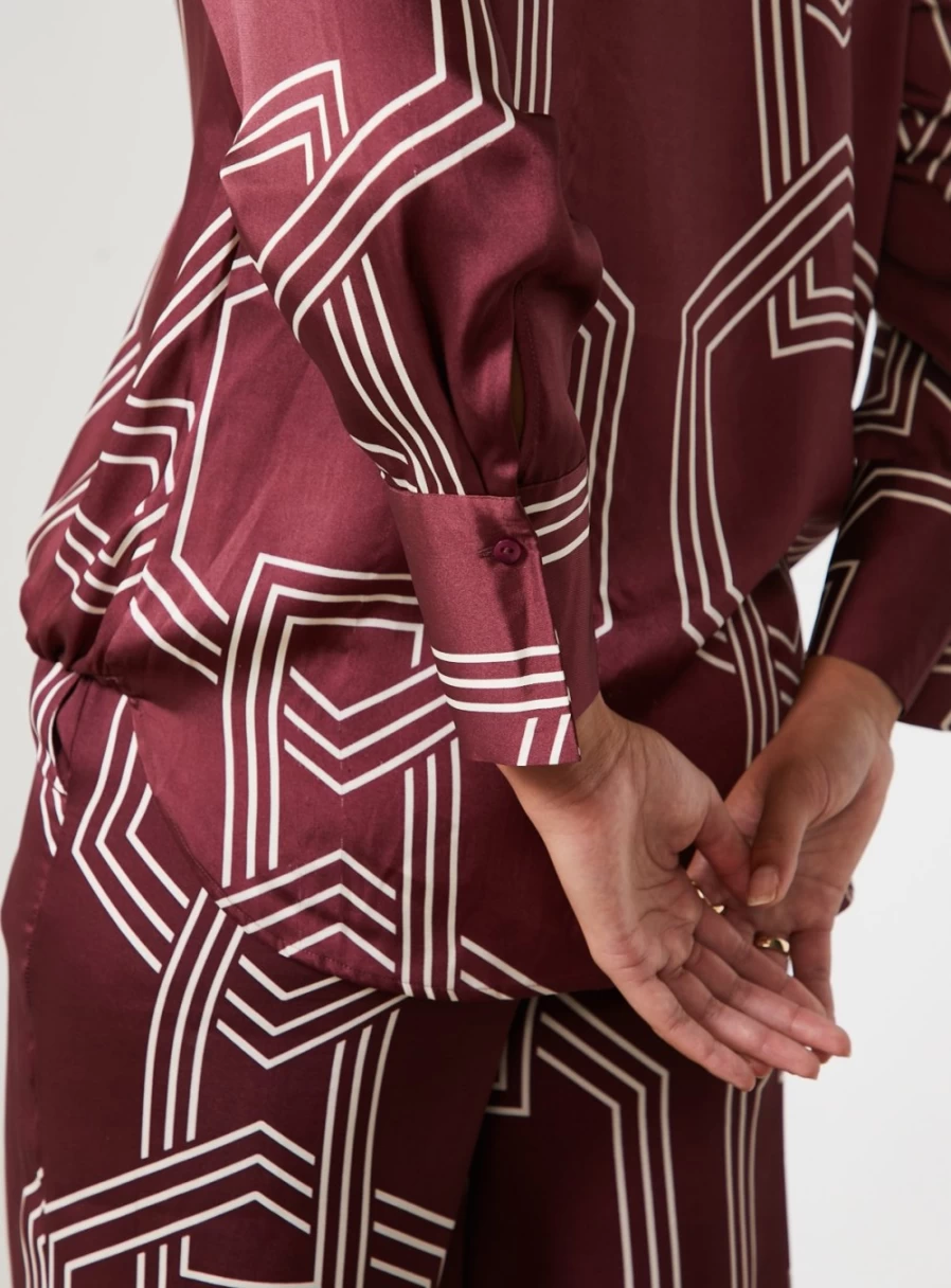 "For All The Love Women's Printed Satin Wrap Blouse & Skirt Co-Ord Set - Style 18"