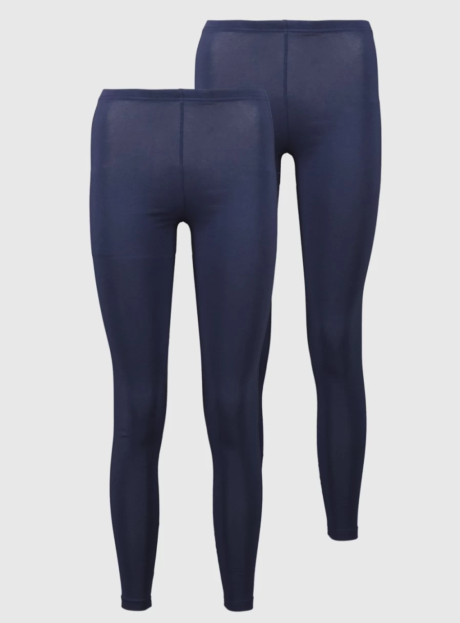 Women's High-Waisted Navy Blue Leggings 2-Pack - Soft & Stretchy Yoga Pants by Tu (Sizes 8-10)
