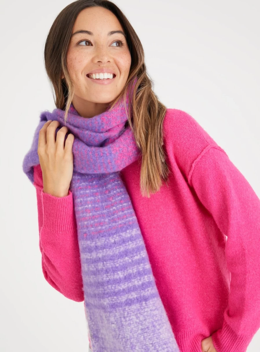 "Tu Women's Purple Check Chunky Knit Scarf - One Size Winter Fashion Accessory"