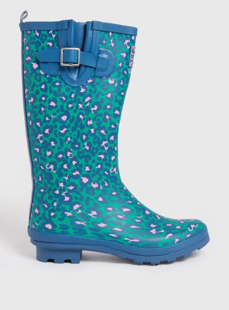 Tu Women's Green & Blue Animal Print Rain Boots - Waterproof Wellies Size 5