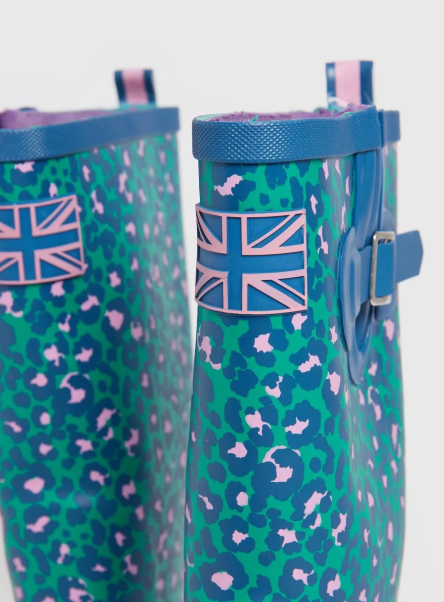 Tu Women's Green & Blue Animal Print Rain Boots - Waterproof Wellies Size 5