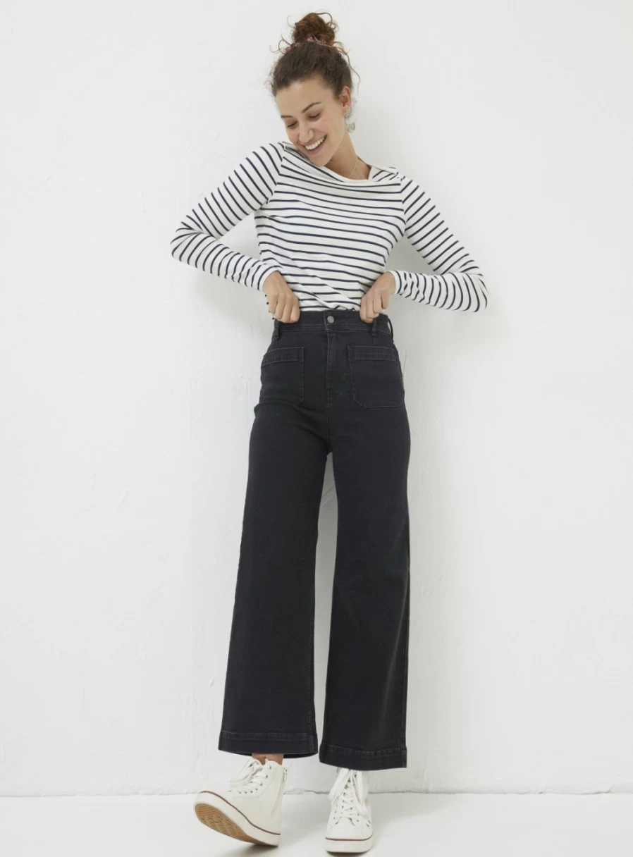 FatFace Women's Keswick Wide Leg Cropped Jeans - Size 16 Denim Pants