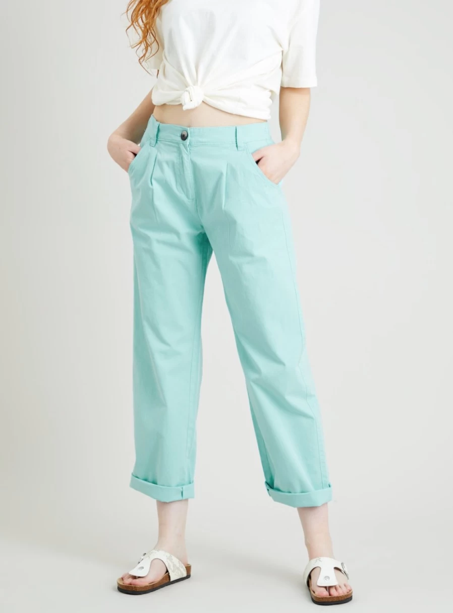 Women's Pale Teal Chino Pants by Tu - Size 16 Casual Comfort Fit Trousers