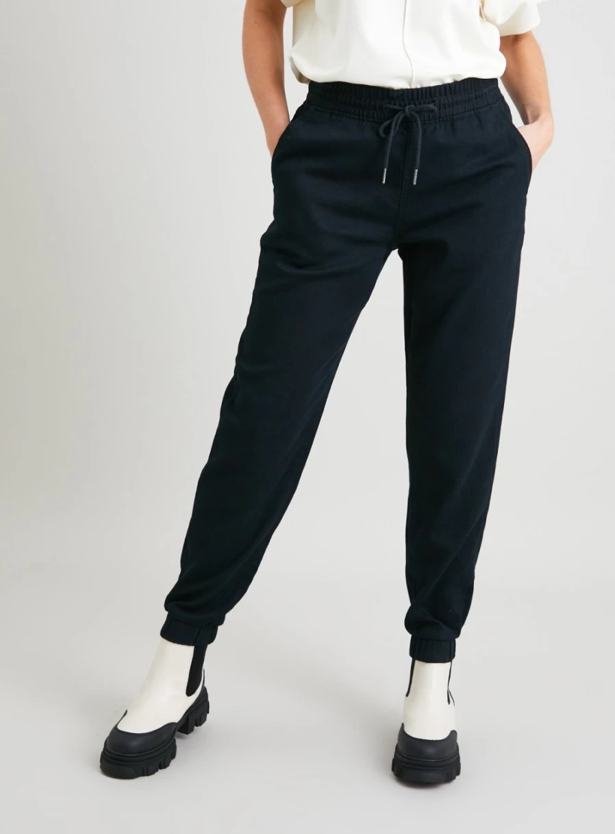 Tu Women's Black Denim Look Smart Joggers - Comfortable Stylish Athletic Pants for Running & Casual Wear