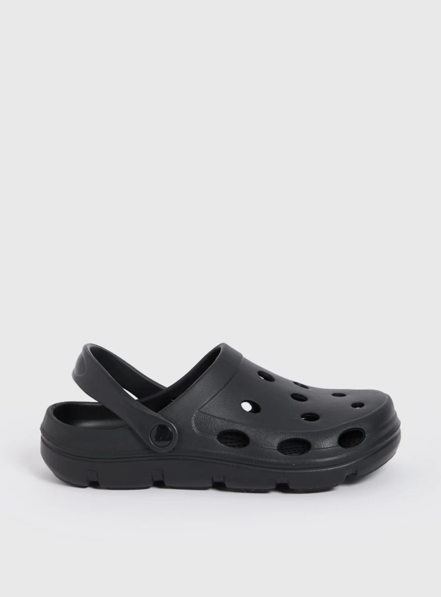 "TU Women's Black Clogs with Adjustable Ankle Strap - Comfortable Slip-On Shoes"