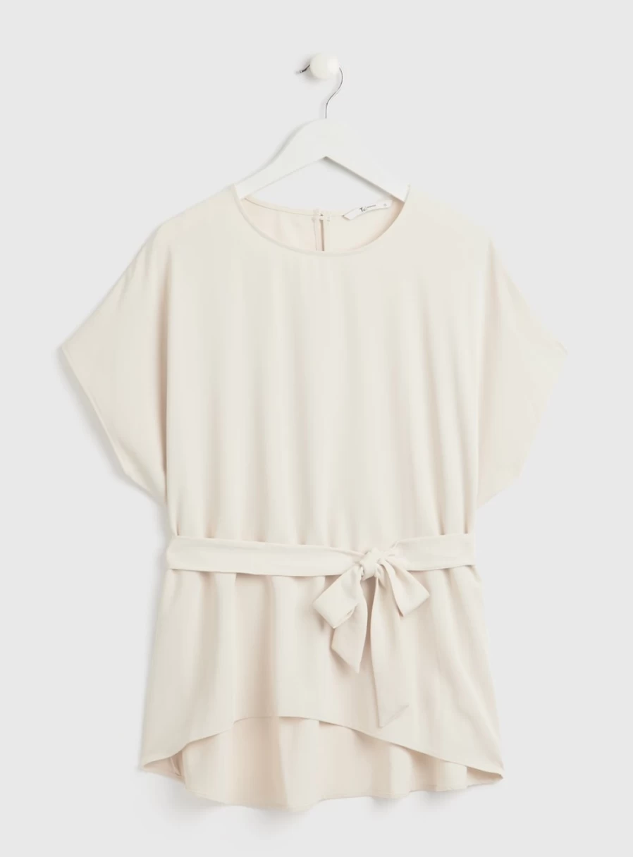 "Tu Women's Neutral Tie Front Blouse - Elegant Casual Top for Stylish Outfits"