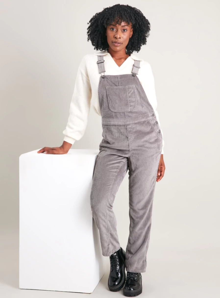 Women's Grey Corduroy Dungarees by Tu - Stylish Overalls for Casual Wear