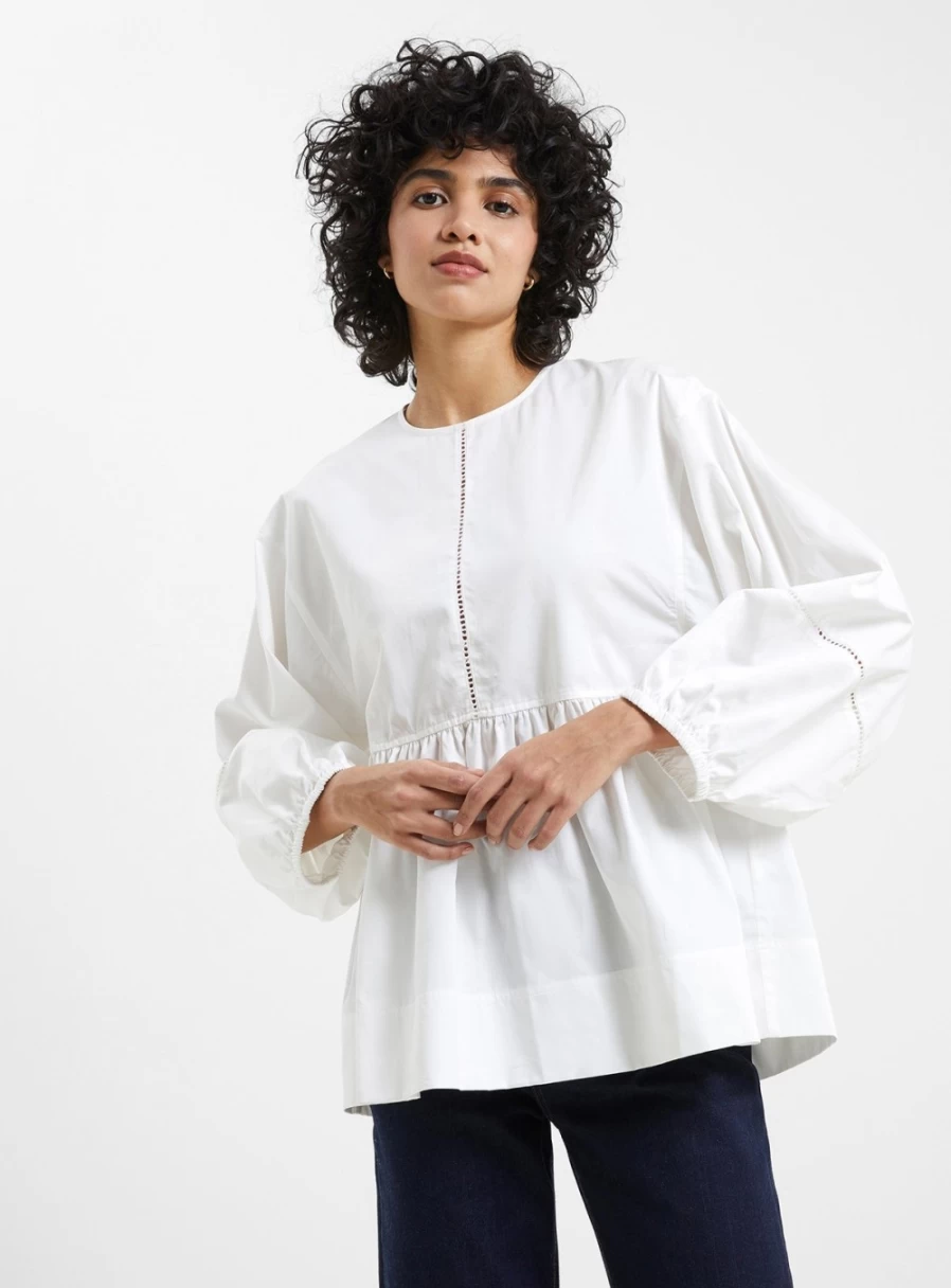 French Connection Women's Sydney Cotton Top in XS | Stylish & Comfortable Blouse