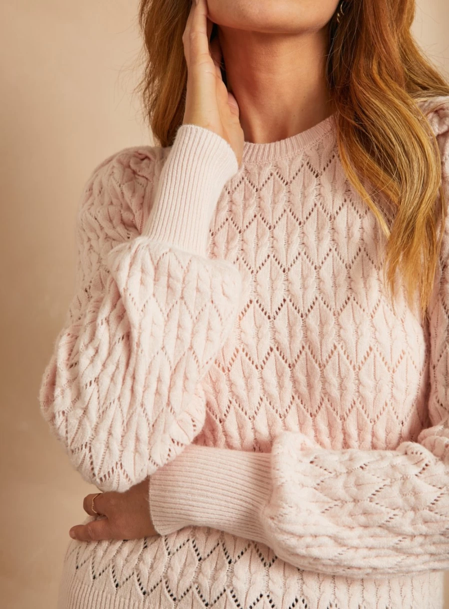 Everbelle Women's Stone Pointelle Knit Jumper - Soft Yarn Pullover Sweater Top 10