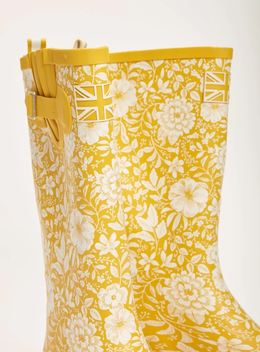 Tu Women's Yellow Floral Rain Boots - Size 8 Waterproof Garden Wellies