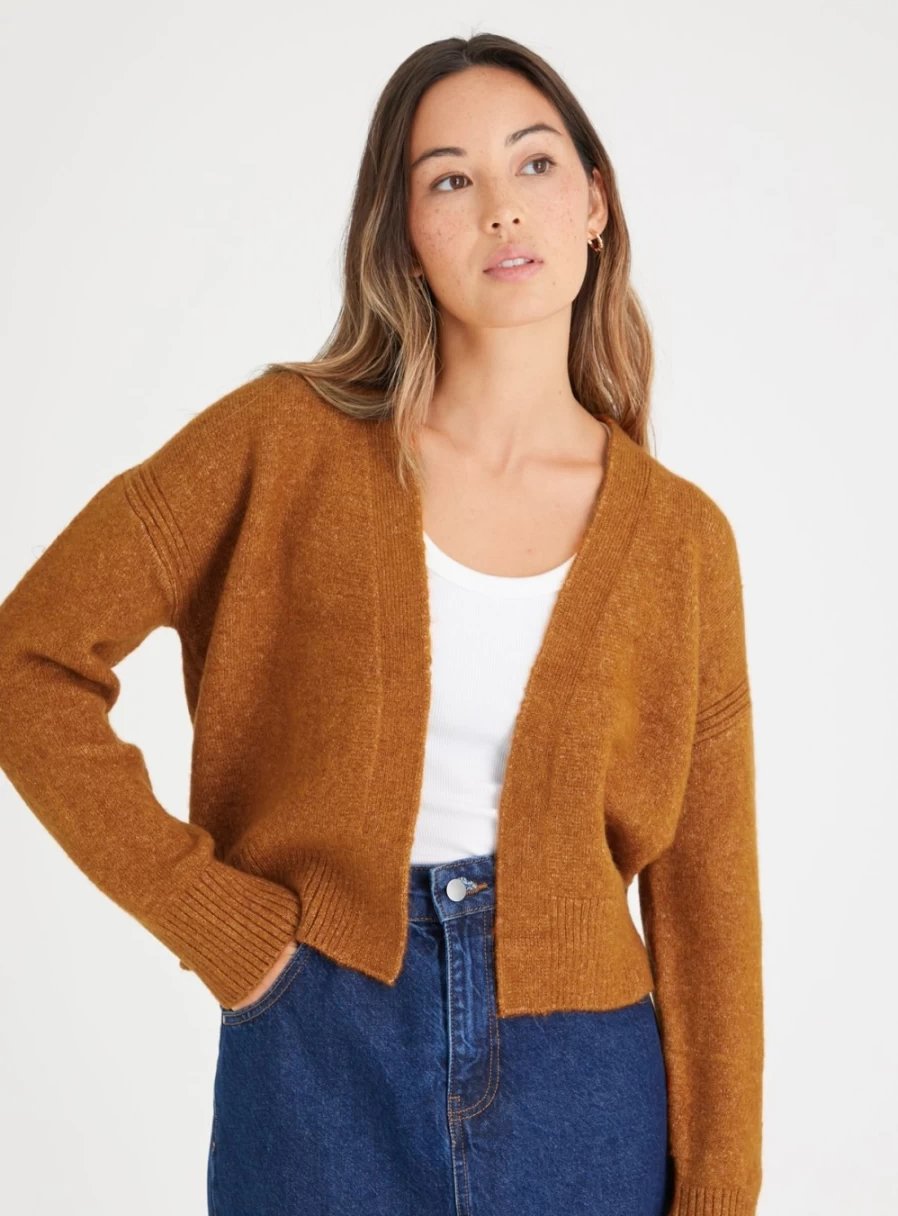 "Tu Women's Burnt Orange Edge-To-Edge Cardigan - XL Cozy Knit Sweater"
